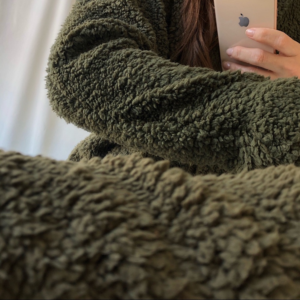 Olive Teddy Jacket — Olive - Picture 8 of 8